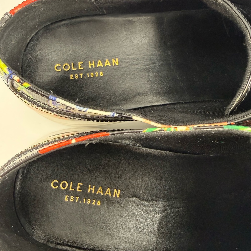 Cole Haan Grand.OS Wingtip Oxford Floral Patent Leather Lace-Up Brogue Shoes - Picture 16 of 16